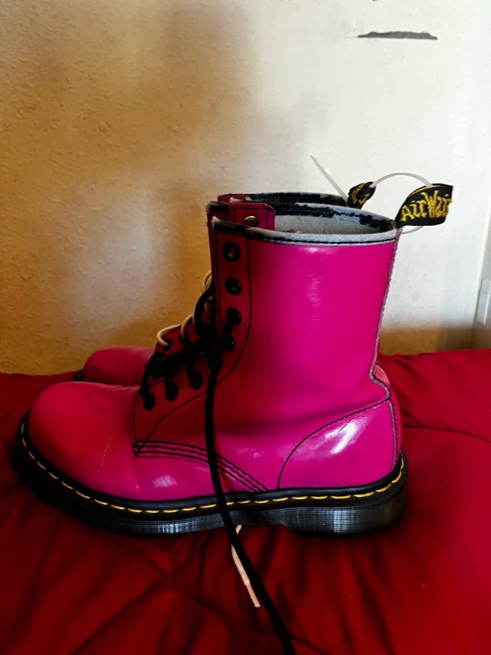 Dr. Martens Hot Pink Patent  Leather Combat Boots